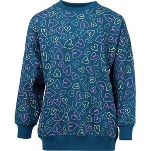 BCG girls large 12-14 Teal cotton oversized Sweatshirt pink yellow Hearts